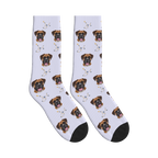 Constellation Dog Face Socks in Lavender with a custom dog photo