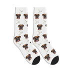 Constellation Dog Face Socks in White with a custom dog photo