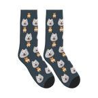 Corgi Bottom Dog Face Socks in Charcoal Gray with a custom dog photo