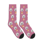Corgi Bottom Dog Face Socks in Dusty Rose with a custom dog photo
