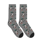 Country Pickup Dog Face Socks in Gray with a custom dog photo