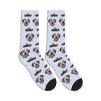 Country Pickup Dog Face Socks in Lavender with a custom dog photo
