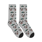 Country Pickup Dog Face Socks in Light Gray with a custom dog photo