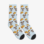 Crispy Taco Dog Face Socks in Powder Blue with a custom dog photo