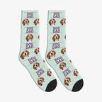 Dog Dad Dog Face Socks in Pale Mint with a custom dog photo