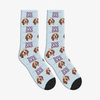 Dog Dad Dog Face Socks in Powder Blue with a custom dog photo
