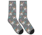 Dog Face Barkday Socks - Gray / Crew Socks