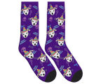 Dog Face Barkday Socks - Deep Purple / Crew Socks