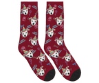 Dog Face Barkday Socks - Burgundy / Crew Socks
