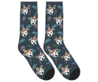 Dog Face Barkday Socks - Charcoal Gray / Crew Socks