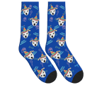 Dog Face Barkday Socks - Cobalt Blue / Crew Socks