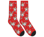 Dog Face Barkday Socks - Red / Crew Socks