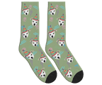 Dog Face Barkday Socks - Sage Green / Crew Socks