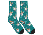 Dog Face Barkday Socks - Teal / Crew Socks