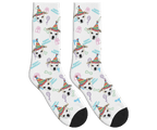 Dog Face Barkday Socks - White / Crew Socks