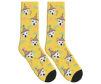 Dog Face Barkday Socks - Mustard Yellow / Crew Socks