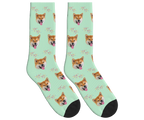 Fireworks & Dog Face Socks in Mint Green — personalized dog photo design