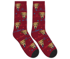 Dog Face & Love Arrows Socks - Burgundy / Crew Socks