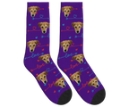 Dog Face & Love Arrows Socks - Deep Purple / Crew Socks