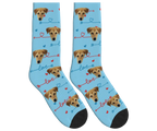 Dog Face & Love Arrows Socks - Sky Blue / Crew Socks