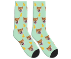 Money Bags & Dog Face Socks in Mint Green — personalized dog photo design