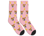 Money Bags & Dog Face Socks in Pink — personalized dog photo design
