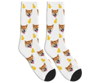 Money Bags & Dog Face Socks in White — personalized dog photo design