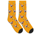Dog Face Socks with Shamrocks in Irish Colors - Orange / Crew Socks