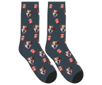 Dog Food & Pup Face Socks in Charcoal Gray — personalized dog photo design