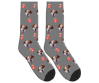 Dog Food & Pup Face Socks in Gray — personalized dog photo design