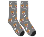 WOOF, Bones & Dog Face Socks in Gray — personalized dog photo design