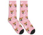 WOOF, Bones & Dog Face Socks in Pink — personalized dog photo design