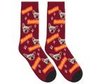 Dog Name & Face Socks - Burgundy / Crew Socks