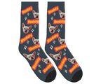Dog Name & Face Socks - Charcoal Gray / Crew Socks
