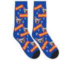 Dog Name & Face Socks - Cobalt Blue / Crew Socks