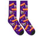 Dog Name & Face Socks - Deep Purple / Crew Socks