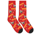 Dog Name & Face Socks - Red / Crew Socks