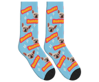 Dog Name & Face Socks - Sky Blue / Crew Socks