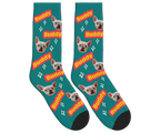 Dog Name & Face Socks - Teal / Crew Socks