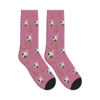 Donkey Pinata Dog Face Socks in Dusty Rose with a custom dog photo