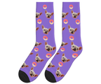 Donuts & Dog Face Socks in Purple — personalized dog photo design