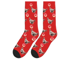 Donuts & Dog Face Socks in Red — personalized dog photo design