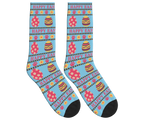 Easter Eggs & Paw Prints Socks - Sky Blue / Crew Socks