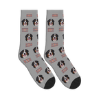 Fair Isle Dog Face Socks in Silver Gray with a custom dog photo