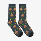 Farm Tractor Dog Face Socks in Charcoal Gray with a custom dog photo