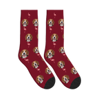 Flamingo Dog Face Socks in Burgundy with a custom dog photo