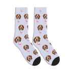 Flamingo Dog Face Socks in Lavender with a custom dog photo