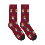 Florida Map Dog Face Socks in Burgundy with a custom dog photo