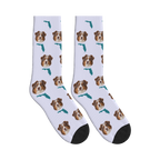 Florida Map Dog Face Socks in Lavender with a custom dog photo