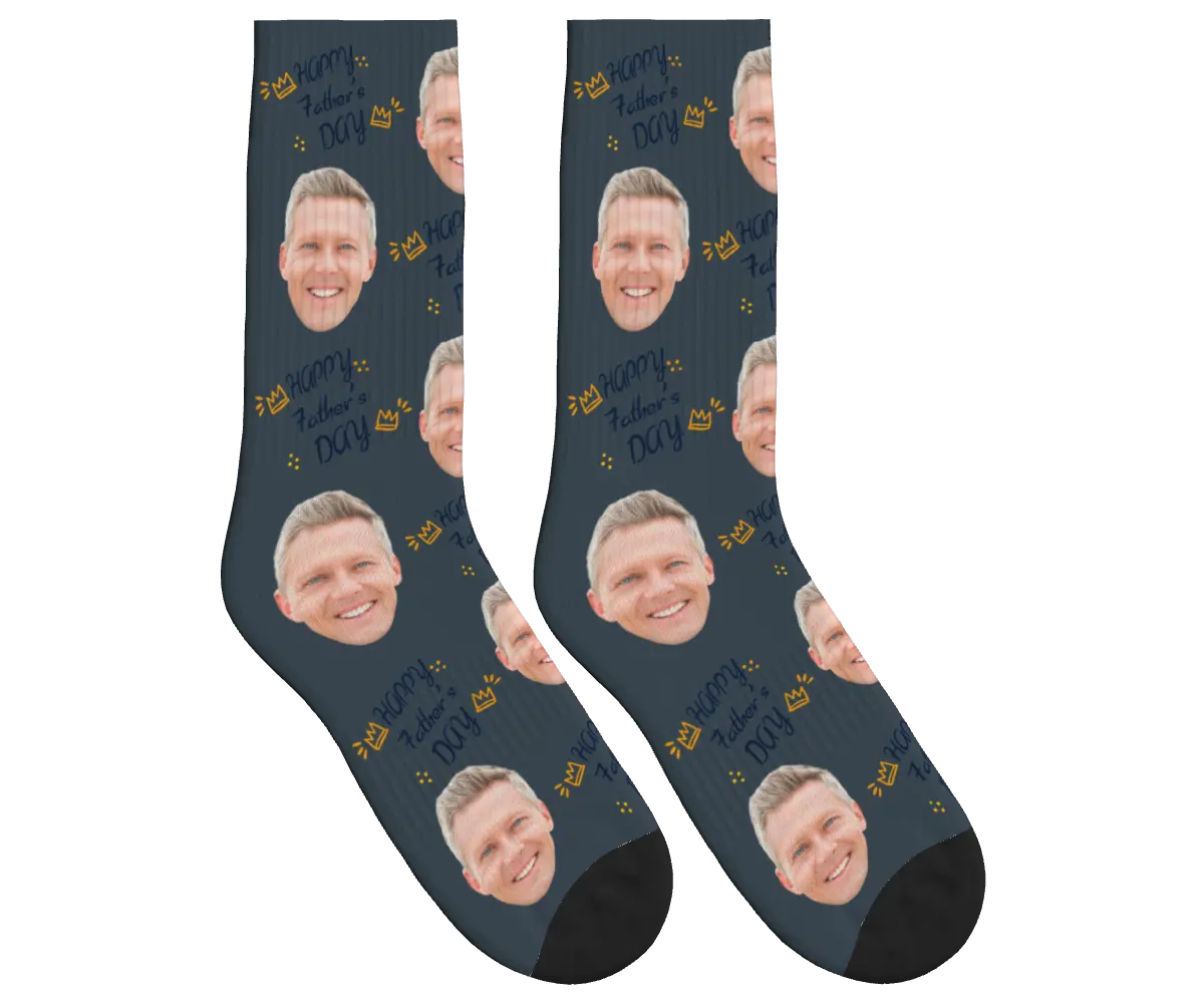 Happy Father's Day Socks - Charcoal Gray / Crew Socks